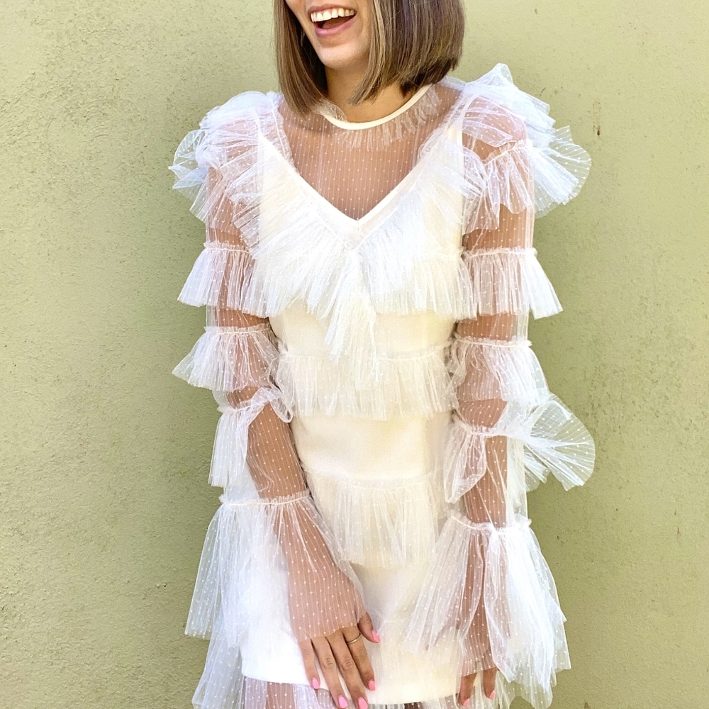 OLIVIA - Tiered Lace Dress (White)